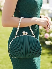 tanie Kopertówki i torebki wieczorowe-plisowana damska kopertówka z perłowym uchwytem – elegancka wieczorowa torebka, w wielu kolorach – idealna na wesela, imprezy i specjalne okazje