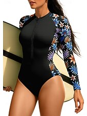 abordables Rash Guards Une Pièce-Femmes Maillot Anti UV UPF50+ Séchage Rapide Léger manche longue Le Maillot de corps Tee-shirt de Baignade maillot de bain ​fermeture éclair sur le devant Surf Canoë-Kayak Plage Sports Nautiques