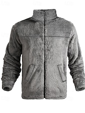 economico giacca sportiva-Per uomo Giacca Invernale Cappotto Teddy Giacca Casual Vacanza Quotidiano Caldo Tasca Autunno Inverno Semplice Moda Classico Collo alla coreana Regolare Nero Blu marino Marrone Cachi Grigio scuro