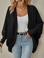 preiswerte Offene Frontstrickjacke-Damen Pullover Strickjacke Elegant Mode Niedlich Einfarbig V Ausschnitt Patchwork Gestrickt Langarm Normale Oberteile Stricken Outdoor Heim Arbeit Blau Schwarz Herbst Winter