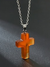 Недорогие Мужские украшения-Мужское рождественское ожерелье с подвеской-крестиком из натурального камня, доступно в нескольких цветах, стильный и модный дизайн, идеально подходит для подарков на праздники