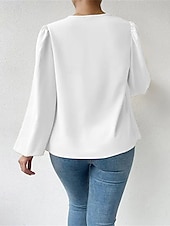 preiswerte Schicke Blusen-Damen Hemd Elegant Satin-Top Bluse Gerafft Patchwork Drapiert Einfarbig Einfach Elegant Vintage Täglich Langarm Laternenärmel Asymmetrisch Normale Oberteile Täglich Arbeit Ferien Blau Schwarz Wei
