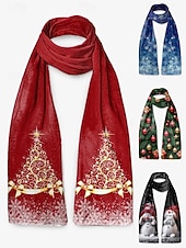 abordables Foulards pour femmes-Écharpe de Noël en velours pour femme - tissu doux et moelleux orné de multiples motifs festifs, idéale pour les fêtes et la mode hivernale