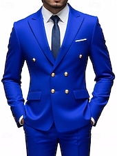 billige Herre Klassiske Blazere-Herre Blazer + kjolebukser Blazer drakter Virksomhet Cocktailfest Bryllupsfest 2 deler Mote Fritid Vår Høst Polyester عادي Lomme Knapper Bekvem Dobbeltkneppet Blazer Blå Mørkegrå Svart Hvit