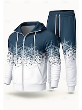 Недорогие спортивные костюмы-Новогодняя тематика Муж. Толстовка Спортивный костюм Спортивный костюм из двух частей Кулиска Застегнуться Градиент цвета Наборы одежды Осень Черный Красный Назначение На открытом воздухе Путешествия