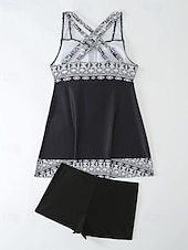 abordables Tankinis-Femmes Maillots de Bain 2 pièces Shorts Maillot de bain Dos nu Vacances Tenues de plage Graphique Col rond Sans manches Maillots de bain