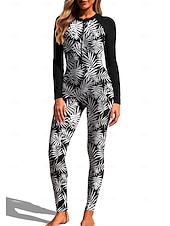 economico Rash Guards Interi-Per donna Standard Top sottomuta Rash Guard completo per il corpo Costume da surf intero Floreale Tropicale Con zip con reggiseno incorporato Cerniera Frontale Protezione Solare UV Coppa larga UPF50+