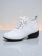 abordables Zapatos de jazz-Zapatos de baile de piel color burdeos para mujer: cómodos tacones con cordones para la práctica de bailes de salón, latinos y jazz.