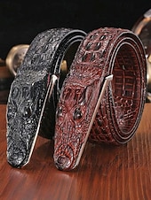 levne Pánské opasky-Pánský opasek z pravé kůže s krokodýlí texturou, více barev, stylový a odolný pro běžné i formální příležitosti