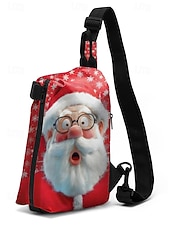 cheap Graphic Print Bags-Men's Christmas Sling Bag - Multiple Fun Patterns, Santa, Reindeer &amp; Gingerbread Designs, Adjustable Strap, Perfect for Holiday Gifts, Casual Wear and Festive Occasions.
