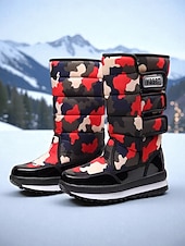 preiswerte Schnee- und Winterstiefel-Burgunderrote, wasserdichte Damen-Winterstiefel mit Kunstfellfutter – stylische Schneestiefel mit verstellbaren Riemen für Komfort und Wärme, perfekt für kaltes Wetter, Winteraktivitäten im Freien und Skiurlaube