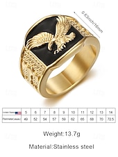 voordelige Heren sieraden-herenring van roestvrij staal met adelaarsmotief, zwart geëmailleerd ontwerp met gouden en zilveren afwerking, modieuze statementring, perfect voor casual of formele gelegenheden