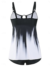 お買い得  タンキニ-ウィメンズ タンキニ 2ピース 水着 ショーツ お腹引き締め ハイウエスト スリム バックレス バケーション ビーチウェア グラデーション Uネック ノースリーブ 水着