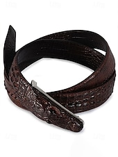 levne Pánské opasky-Pánský opasek z pravé kůže s krokodýlí texturou, více barev, stylový a odolný pro běžné i formální příležitosti