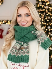 preiswerte Schals für Damen-Weihnachtsstrickschal für Damen – kuschelig, weich, Fair-Isle-Muster, verschiedene Farben, perfekt für die Feiertage und als Wintergeschenk