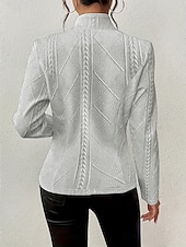 abordables Blazers y Trajes-Mujer chaqueta Cómodo Transpirable Bolsillo Casual Plano Oficina Calle Casual Ropa Cotidiana Botonadura Simple Regular Escote Chino Ajuste regular Manga Larga Ropa de calle Blanco Rosa Albaricoque