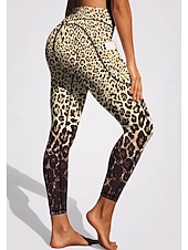 tanie legginsy 3d-Damskie legginsy do pilatesu Spodnie fitness Legginsy casualowe Kieszenie Opłata skarbowa Niejednolita całość Pilates Siłownia Trening w siłowni Majtki Rajstopy Getry Panterka Wzorzyste Zwierzęta