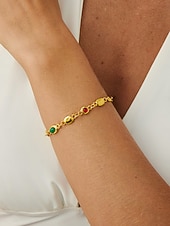 זול יום האהבה-סט שרשרת וצמיד אבני חן צבעוניות לנשים - תכשיטי שכבות בגוון זהב אלגנטי לתלבושות אופנה, מסיבות וסגנון שיקי יומיומי