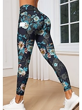 abordables jambières 3d-Femmes leggings de pilates Pantalons de fitness Leggings décontractés Poches Droit de timbre Patchwork Pilates Salle de sport Entraînement en salle Pantalons Collants Leggings Bloc de Couleur Floral