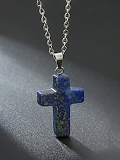 Недорогие Мужские украшения-Мужское рождественское ожерелье с подвеской-крестиком из натурального камня, доступно в нескольких цветах, стильный и модный дизайн, идеально подходит для подарков на праздники