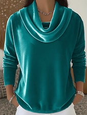 Χαμηλού Κόστους Απλή μπλούζα-Νέος Χρόνος Γυναικεία Βελούδο Κομψό Με σούρα στο λαιμό Βραδινό Πάρτυ Επισκέπτης γάμου Αργίες Θαλασσί Κρασί Πράσινο Σμαραγδί Βυσσινί Χρυσό Φθινόπωρο Χειμώνας