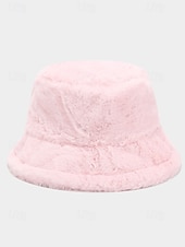 economico Cappelli da donna-Cappello da pescatore natalizio da donna in pelliccia sintetica, morbido e accogliente, disponibile in più colori: regalo perfetto per le feste