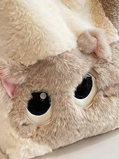 tanie Torby i torebki-damska pluszowa torba typu tote z motywem kociej buzi, dostępna w wielu kolorach, z miękkiego futerka, o uroczym i zabawnym designie, idealna na niezobowiązujące wyjścia i jako prezent
