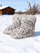 cheap Cowboy &amp; Western Boots-Women&#039;s Leopard Print Faux Fur Snow Boots - Cozy Winter Booties with Soft Faux Fur Lining, Stylish and Warm for Cold Weather and Outdoor Activities