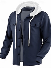 abordables Vestes Décontractées-Homme Veste Légère Veste Décontractée Veste à Capuche Extérieur Occasionnel Avec Poches Automne Hiver Bloc de Couleur Streetwear Quotidien À capuche Régulier Noir Blanche bleu marine Kaki Grise Veste