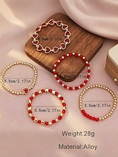 Недорогие Женский браслет-Женский рождественский браслет из бусин с вишневой тематикой, красный и золотой, идеальный подарок на праздник