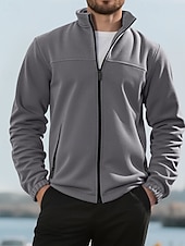 economico Giubbotti e cappotti da uomo-Per uomo Cappotto Invernale Giacca in Pile Giacca Casual All'aperto Quotidiano Calore Termico Tasca Cerniera completa Autunno Inverno Plaid Streetwear Sport e Outdoor Collo alla coreana Regolare