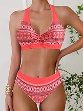 economico Tankini-Per donna Costumi da bagno Due pezzi Birichino Costume da bagno Senza schiena Vacanza Abbigliamento da Spiaggia Floreale All'americana Senza Maniche Costumi da bagno