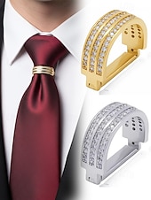 ieftine Nuntă ACC-Clemă de cravată bărbătească din aliaj, culori aurii și argintii, elegantă și durabilă pentru ocazii formale și purtare de zi cu zi