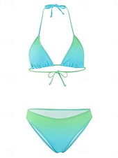 זול סטים של ביקיני-בגד ים נשים ביקיני 2 חלקים חיתולים שליטה בבטן מותן גבוהה רזה ללא גב ללבוש חוף חופשה צוואר טנסי גוון אחיד ללא שרוולים