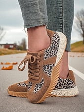 preiswerte Damen-Sneaker-Laufschuhe für Damen mit Leopardenmuster – leichte Sportschuhe zum Spazierengehen, Reisen und für den Alltag.