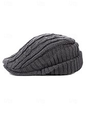baratos Chapéus Masculinos-Gorro de tricô masculino – forrado com lã para maior aquecimento, diversas cores, design elegante em tricô trançado para atividades ao ar livre no inverno.