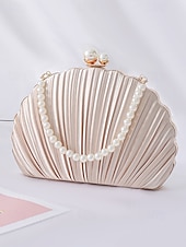 tanie Kopertówki i torebki wieczorowe-plisowana damska kopertówka z perłowym uchwytem – elegancka wieczorowa torebka, w wielu kolorach – idealna na wesela, imprezy i specjalne okazje