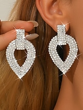 tanie Kolczyki damskie-Damskie błyszczące kolczyki w kształcie łezki z kryształkami – luksusowa biżuteria kryształowa na wieczorne, efektowne imprezy