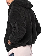 baratos Jaquetas Casuais-Homens Casaco de inverno Casaco de pelúcia Jaqueta casual Ao ar livre Casual Térmico / Quente Bolsos Zip Completo Outono Inverno Tecido Roupa de rua Diário Com Capuz Padrão Preto Azul Marinha cáqui