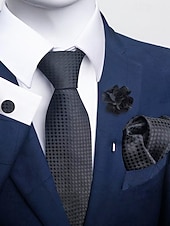 Недорогие Свадьба ACC-Мужской рождественский комплект галстуков, многоцветный, стильный цветочный узор, с запонками и нагрудным платком для официальных мероприятий