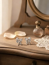 economico San Valentino-orecchini pendenti in argento con fiocco, cristallo trasparente e ciondolo a croce – eleganti orecchini pendenti per donna