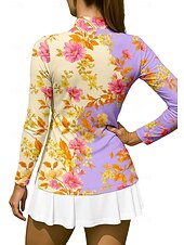 abordables Camisa de Mujer-Mujer Flores Tops Camisas Camisa deportiva Camisas de polo Manga Larga Cremallera Floral UPF50+ Resistente a los rayos UV Alta elasticidad Dispersor de humedad Transpirable Voleibol Tenis Golf Escote