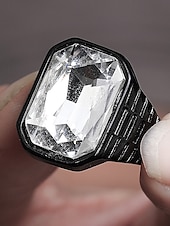 abordables Joyas para hombres-Anillo de titanio para hombre con gema grande de color – disponible en varios colores, diseño elegante para ocasiones informales y formales