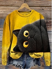 economico Animali Tops-Per donna Felpa Pullover Patchwork Grafico Animale Casual Manica Lunga Girocollo Top Regolari Casuale Streetwear Abbigliamento Quotidiano Giallo Vino Beige Autunno Inverno