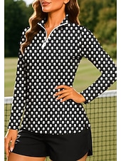 economico Camicia Donna-Per donna Geometrico A Pois A righe Top Maglietta Maglietta sportiva Polo da golf Manica Lunga Pois Righe Stampato UPF50+ Resistente ai Raggi UV Protezione UV Elastico Traspirante Pilates Pallavolo
