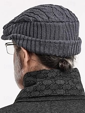 baratos Chapéus Masculinos-Gorro de tricô masculino – forrado com lã para maior aquecimento, diversas cores, design elegante em tricô trançado para atividades ao ar livre no inverno.