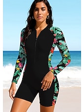 halpa One Pieces Rash Guards-Naisten Skin-tyyppinen märkäpuku Ihottumissuoja Uimapuku UV-aurinkosuojaus UPF50+ Erikoiskevyt(UL) Pitkähihainen Uima-asut Rash guard -suojapaita Kokopuku Sulkea jnk vetoketju Irrotettava toppaus