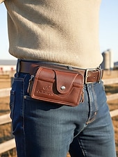 tanie Torby męskie-męski skórzany portfel na pasku – skóra naturalna, kolor czarno-brązowy, modny i praktyczny design do codziennego użytku