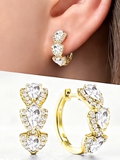 economico Anelli da donna-orecchini da donna in lega di zirconi - elegante design a forma di lacrima con pietre multicolori, perfetti come regali di Natale e San Valentino