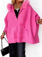 economico Cappotti Invernali-Per donna Cappotto Invernale Giacca con Cappuccio Confortevole Traspirante Cerniera Tasca Collo in Pelliccia Casual Semplice Vacanza Streetwear Casuale Abbigliamento quotidiano Cerniera Lungo Con